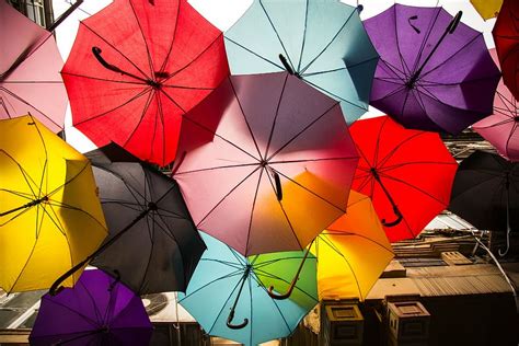 Hd Wallpaper Assorted Color Umbrellas Street Avenue Beautiful