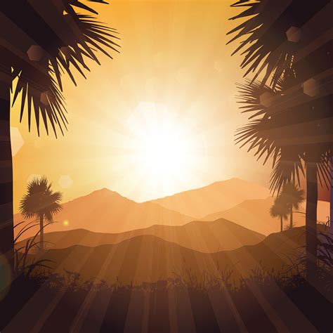 Tropical landscape at sunset 204042 - Download Free Vectors, Clipart ...