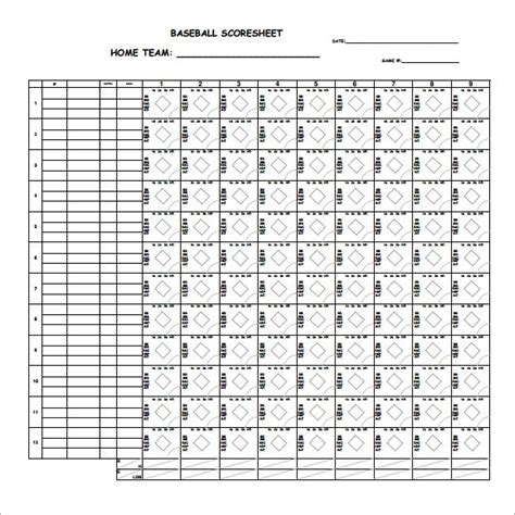 Baseball Score Sheet Template 7 Download Free Documents In Pdf Psd