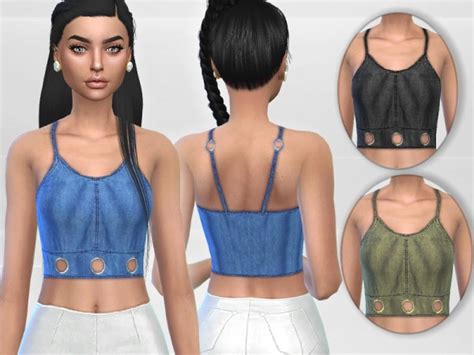 The Sims Resource Denim Top By Puresim • Sims 4 Downloads