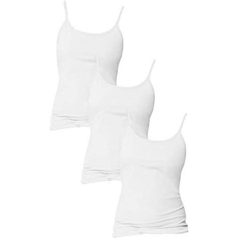 Hanes Women`s Stretch Cotton Cami With Built In Shelf Bra Set Of 3 2xl White Pack Of 3