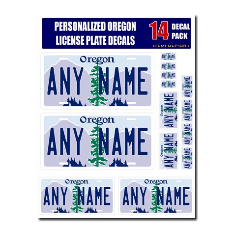 Personalized Oregon License Plate Decals Stickers Version 1