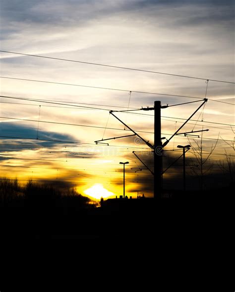 Sunset At The Railway Line Stock Image Image Of Outlook 36906105