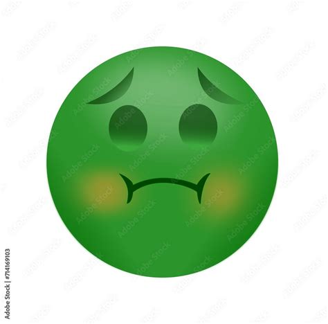 Vomiting Emoji Icon Illustration Emoticon On White Background Nauseated Face