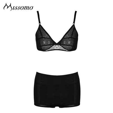 Missomo Sexy Black Bralettes Women Soft Breathable Mesh Semi Sheer Thin