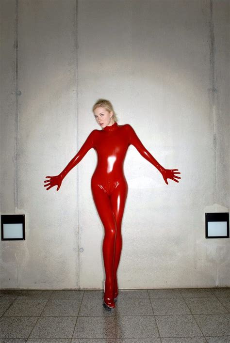 Red Charm Red Suit Latex Girls Latex Catsuit Skin Tight Kink Girly Girl