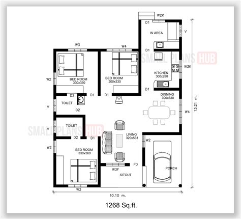 1270 Sqft Kerala Style House Plans With Full Plan And Specifications