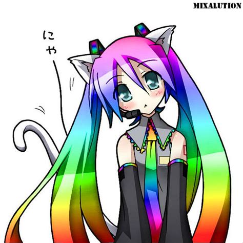 Rainbow Anime Cat Miku Anime Kawaii Anime Anime Neko