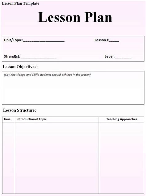 Sample Esl Lesson Plan Template Lesson Plan Template Free Blank