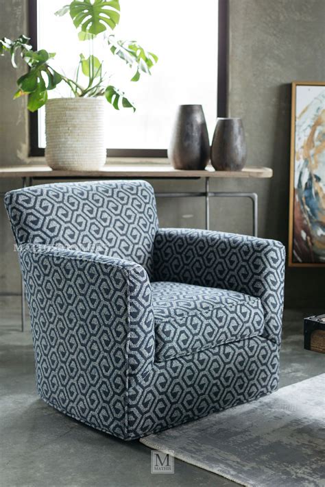 These chic contemporary living room ideas make any space look mod. Geometric Patterned Contemporary 34" Swivel Chair in Gray ...