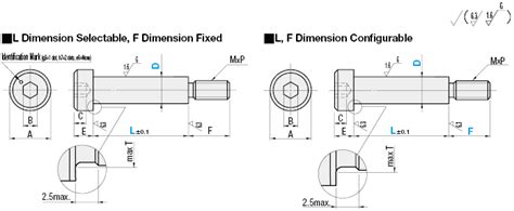 Low Head Shoulder Screws Shaft Dia Tolerance E9 G6 H7 L F