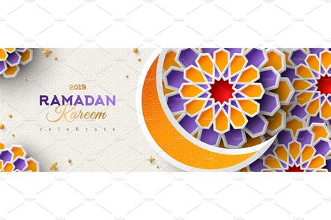 Ramadan Kareem Banner With Moon Custom Designed Illustrations
