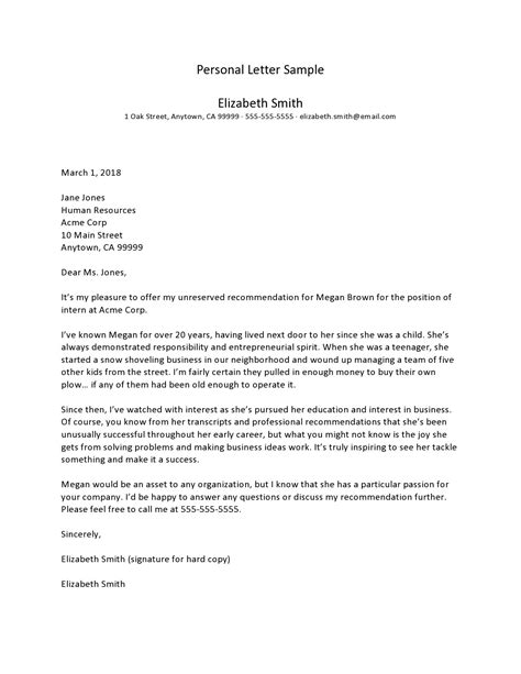 47 Character Personal Recommendation Letter Sample PaulinaIlham