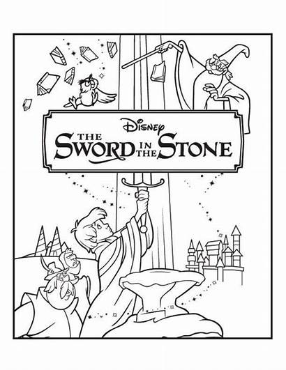 Coloring Sword Pages Merlin Stone Disney Wizard