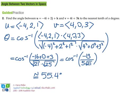Angle Between Two Vectors In 3d Math Precalculus Vectors Showme