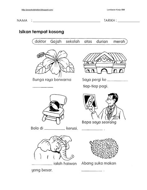 Lembaran Kerja Bahasa Melayu Prasekolah Sahida Gambaran