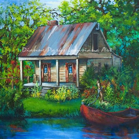 The Bayou Cabin Louisiana Swamp Cabin Fishing Camp On The Etsy Canvas