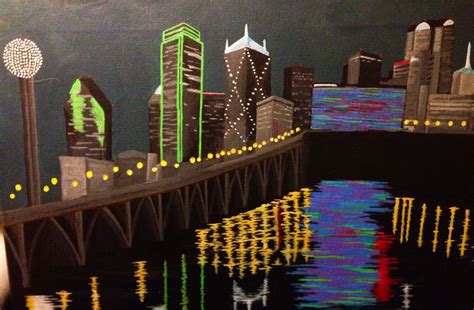 Dallas Skyline Acrylics On Canvas Landscape Art Painting Projects