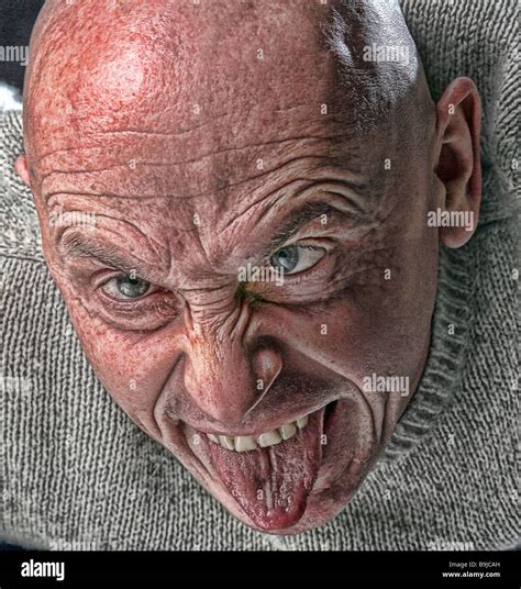 Studio Shoot Of Angry Bald Man Stock Photo Alamy