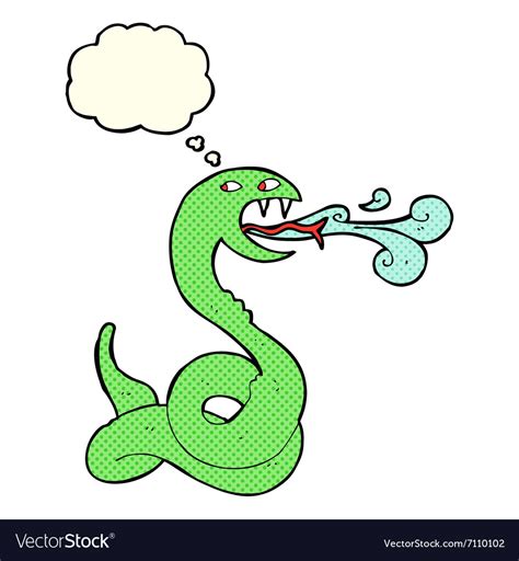 Cartoon Hissing Snake With Thought Bubble Vector Image