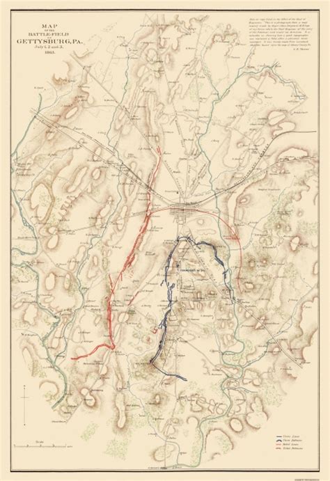 Civil War Map Gettysburg Battle Field Pennsylvania 1863 Civil War