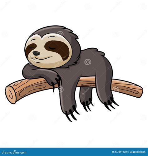Sloth Cartoon Sleeping On The Tree Sloth Mascot Cartoon Character