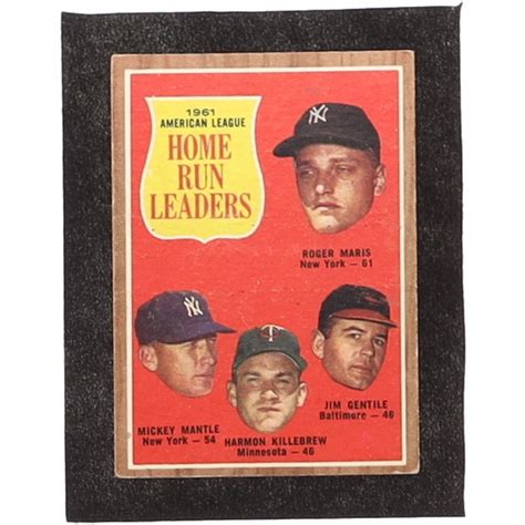 1962 Topps 53 Al Home Run Leaders Roger Maris Mickey Mantle Jim