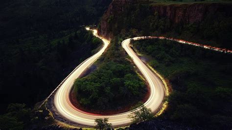 Highway Photo Road Forest Hairpin Turns Long Exposure Hd Wallpaper