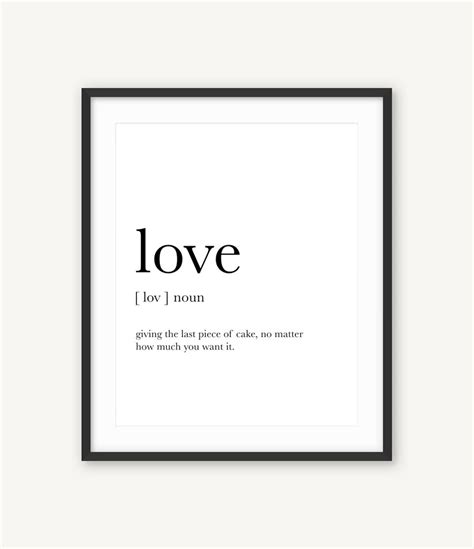 Love Definition Love Sign Print Black White Wall Art Love Etsy