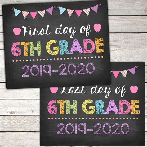 First Day And Last Day Of 6th Grade Sign 8x10 Printable Instant