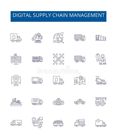 Digital Supply Chain Management Line Icons Signs Set Design Collection