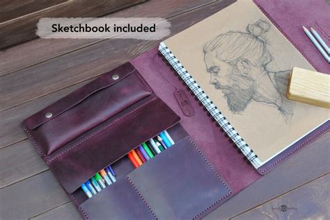 Leather Sketchbook Cover Personalized Artists Ts For Etsy