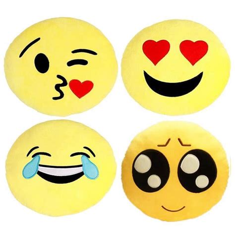 Coussin Emoji 4 Pièces 32cm Emoticône Oreillers Smiley Decoratif