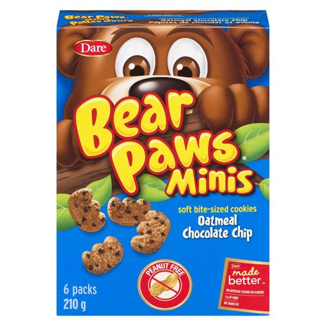 Bear Paws Minis Soft Bite Sized Cookies Oatmeal Chocolate Chip 6 Packs