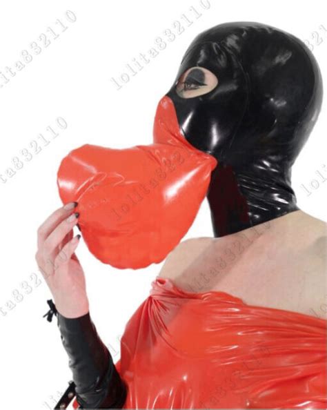 Latex Catsuits Hoods Rubber Gummi Breathing Bag Masks Customized Xs