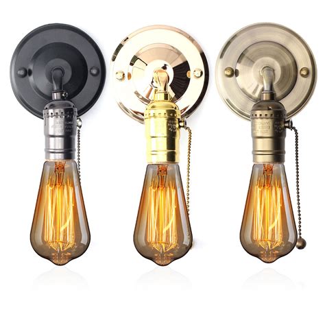 E27 Antique Vintage Wall Light Chain Design Sconce Lamp Bulb Socket