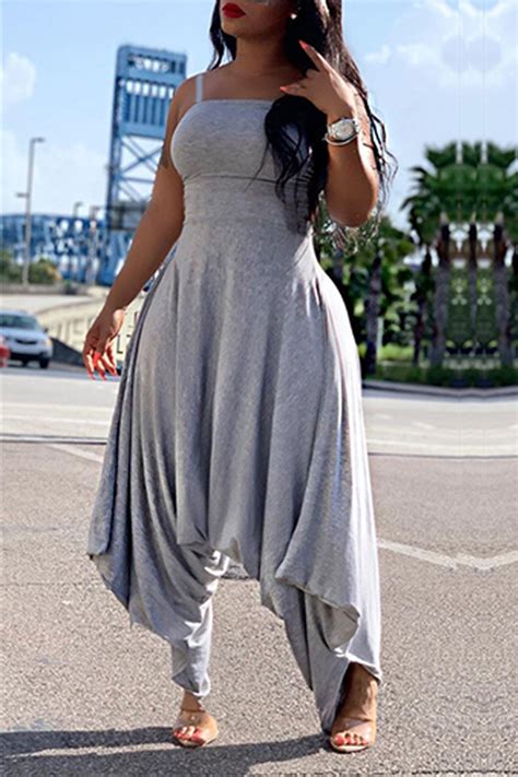 Lovely Trendy Loose Grey One Piece Jumpsuitjumpsuitjumpsuits