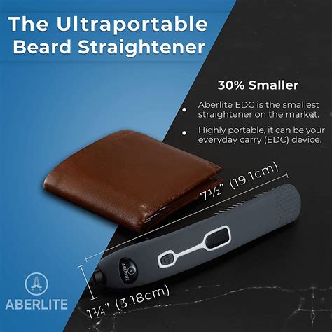 Aberlite Edc Premium Beard Straightener Brush For Men Professional Straightening Tool Heated