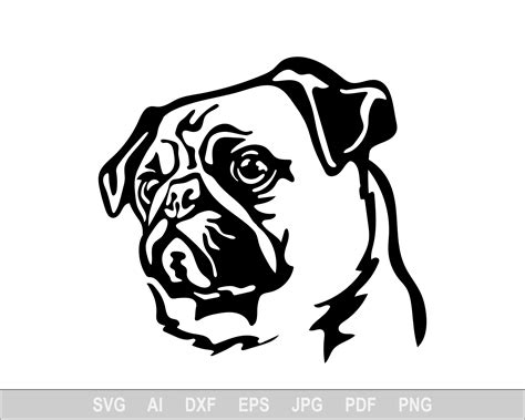 Pug Svg Dog Svg Files For Cricut Animal Dxf Cut File Puppy Etsy