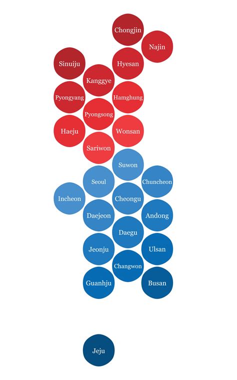 North And South Korea Political Map Divide By State Colorful Circle