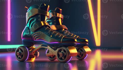 Generative Ai Roller Skate In Cyberpunk Style Disco Nostalgic 80s