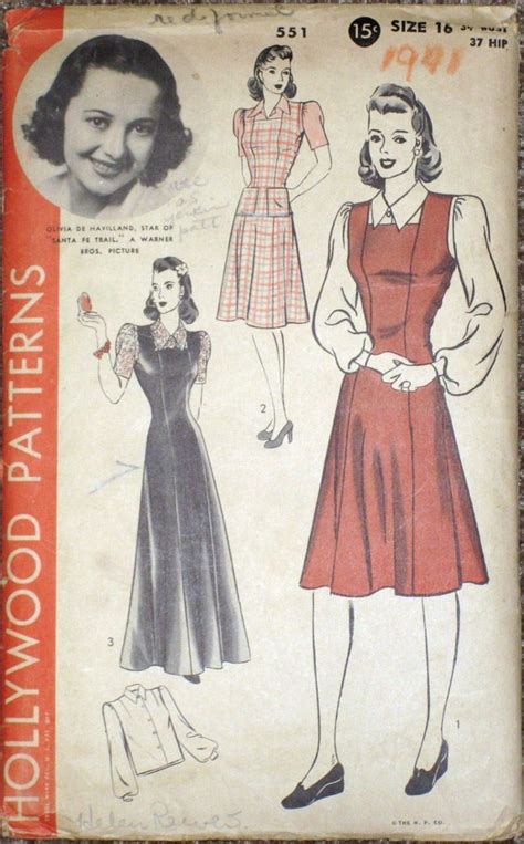 hollywood 551 ca 1940 pinafore jumper and blouse princesse jumper dress and blouse in instep