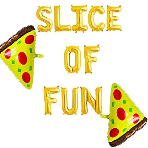 Slice Of Fun Balloons Gold Pizza Time Party Banner Pizza Partyitaly