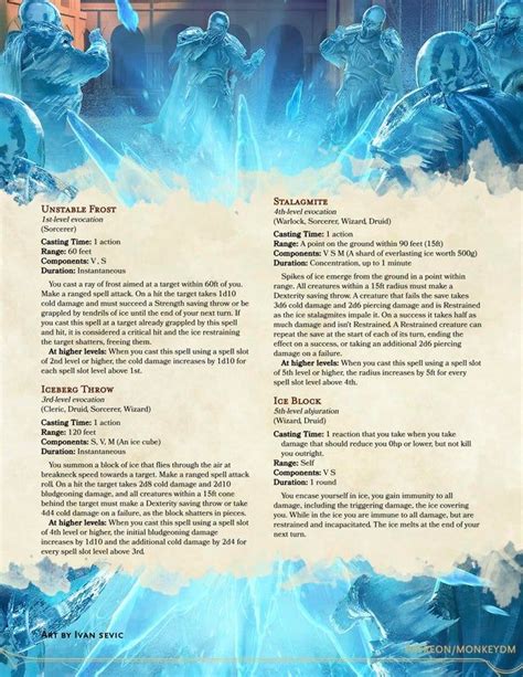 Frost Magic Spells To Bring Out The Cryomancer Inside You Monkeydm Dnd Dragons Dungeons