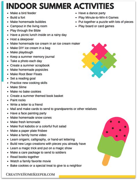 110 Summer Activities For Kids Creative Home Keeper