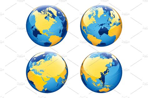 Globe With World Map Custom Designed Illustrations ~ Creative Market