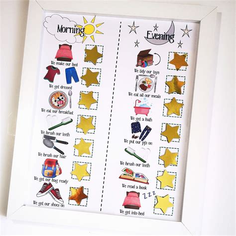 Buy Kids Routine Chart With Golden Magnets Morning And Evening