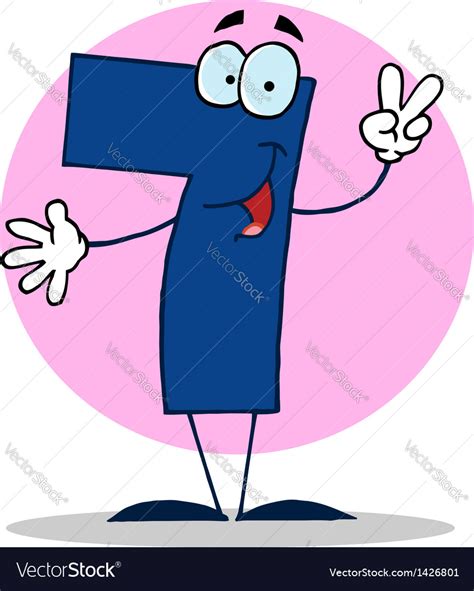 Funny Cartoon Friendly Number 7 Seven Guy Vector Image