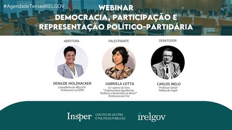 Webinar Democracia participação e representação político partidária