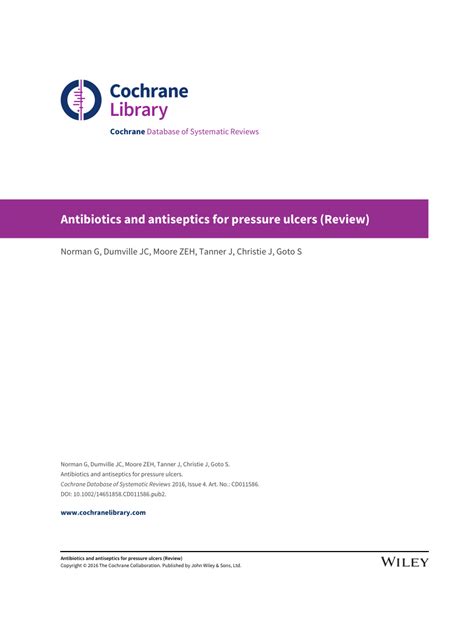 Pdf Antibiotics And Antiseptics For Pressure Ulcers